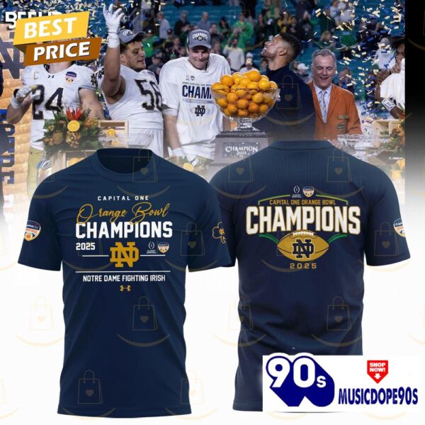 Capital One Orange Bowl Champions 2025 Notre Dame Fighting Irish 3D T-Shirt