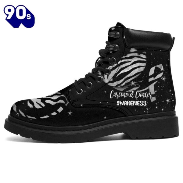 Carcinoid Cancer Awareness Leather Boots Ribbon Butterfly Shoes