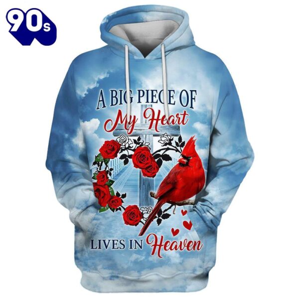 Cardinal A Big Piece Of My Heart Lives In Heaven 3D Hoodies