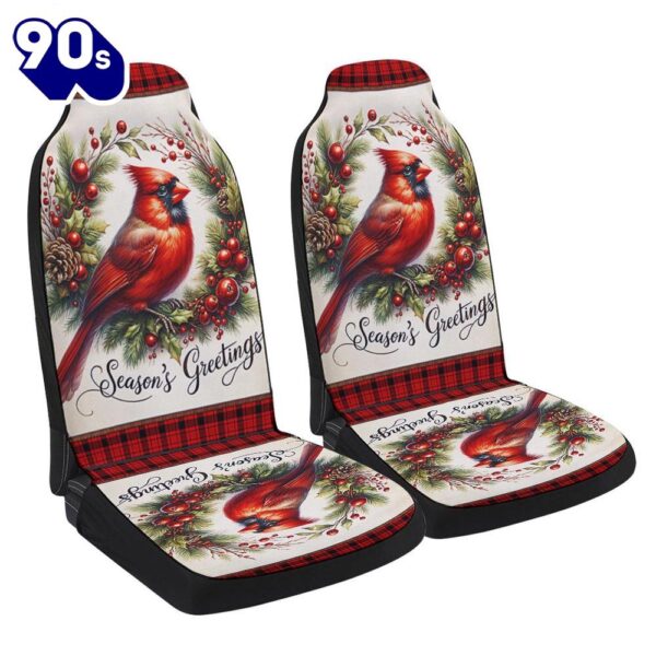 Cardinal Christmas Wreath Seat Cover Cars  Gift For Christmas