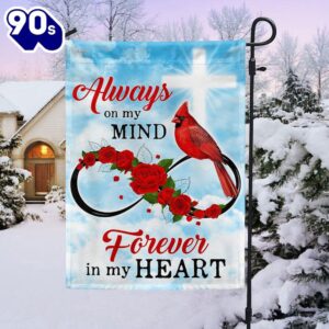 Cardinal Memorial Flag Always On My Mind Forever In My Heart  Decorate For Christmas