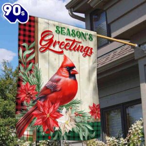 Cardinal Seasons Greetings Winter Christmas Flag  Decorate For Christmas