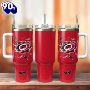 Carolina Hurricanes Ice Hockey NHL Sport Custom Stanley Quencher 40oz Stainless Steel Tumbler With Handle  – NHL Tumbler 40oz