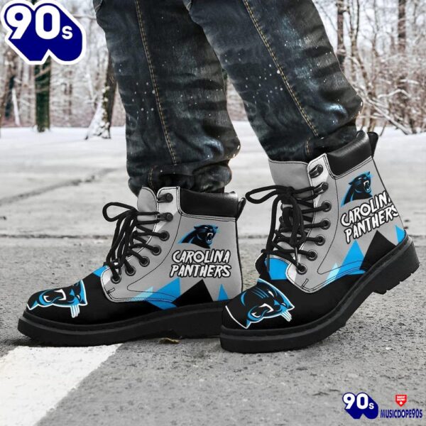 Carolina Panthers All Season Boots  Casual Shoes  Vegan Leather Custom Boot Shoes