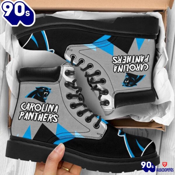 Carolina Panthers All Season Boots  Casual Shoes  Vegan Leather Custom Boot Shoes