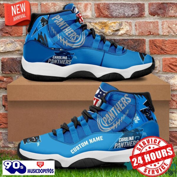 Carolina Panthers Custom Name NFL Air Jordan 11 Shoes Men And Women Sneakers