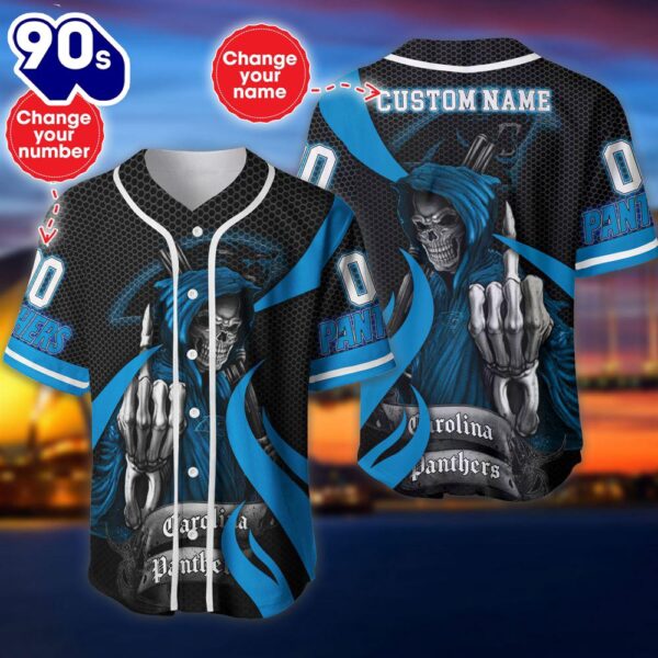 Carolina Panthers Halloween Cusom Name And Number Baseball Jersey