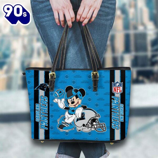 Carolina Panthers NFL Mickey Women Leather Tote Bag