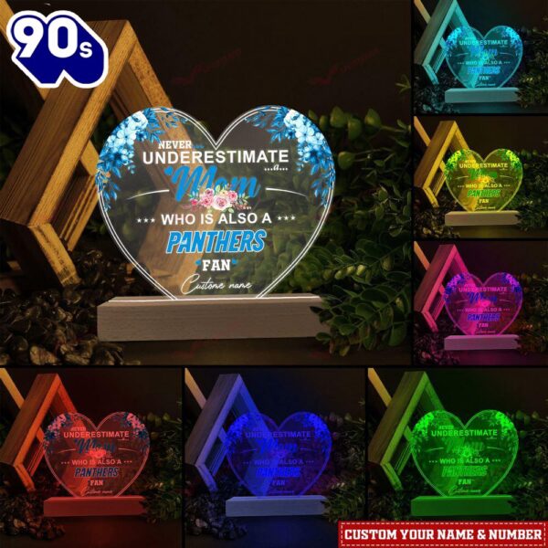 Carolina Panthers NFL Personalized 3D Led Light Gift For Mom  – Christmas Night Light