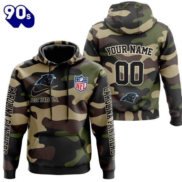 Carolina Panthers Personalized Hoodie-Zip Hoodie Camo Style