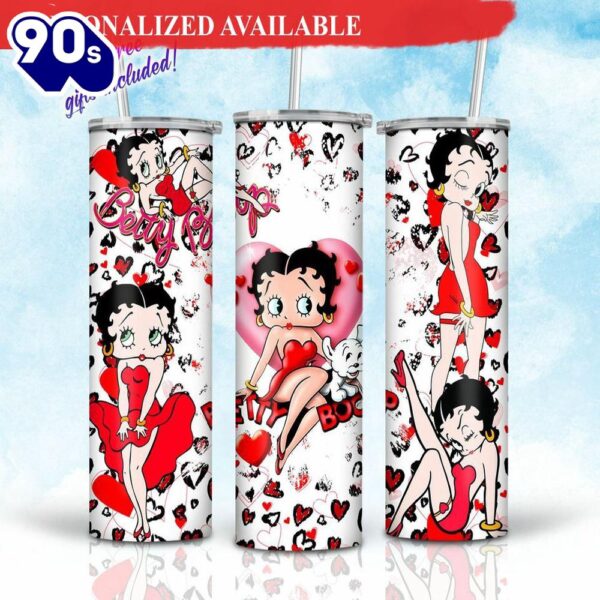 Cartoon Betty Boop Valentine 20oz Skinny Tumbler