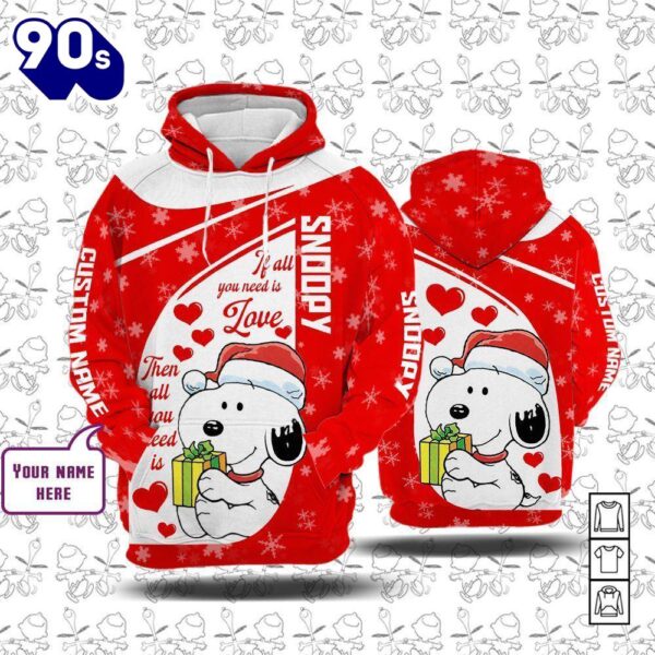Cartoon Character Allneedis Snoopy Form Hoodie All Over Printed 3D Personalized Custom Name Unisex Men Women
