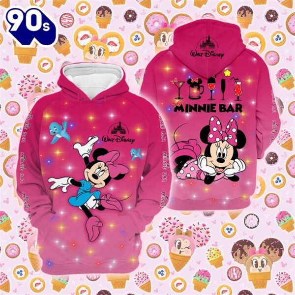 Cartoon Character Bar Minnie Hoodie All Over Printed 3D Unisex Men Women