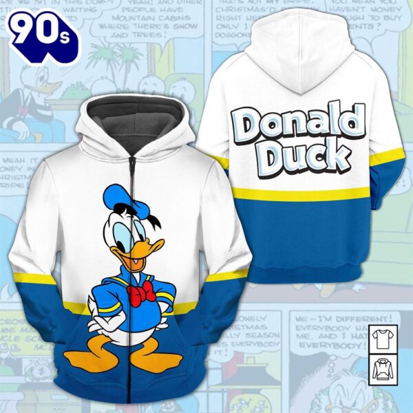 Cartoon Character Donald Duck All Over Printed Hoodie 3D Unisex Men Women