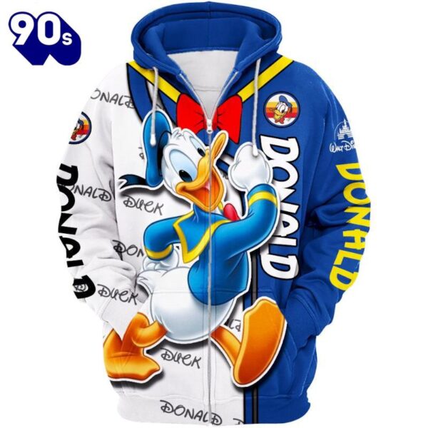 Cartoon Character Donald Duck Hoodie And Leggings Set