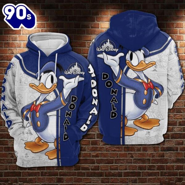 Cartoon Character Donald Duck No Stripe Hoodie All Over Printed 3D Unisex Men Women