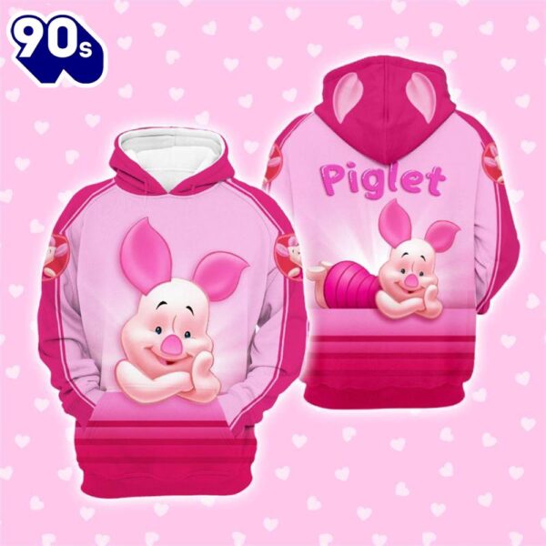 Cartoon Character Ears Piglet Hoodie All Over Printed 3D Unisex Men Women