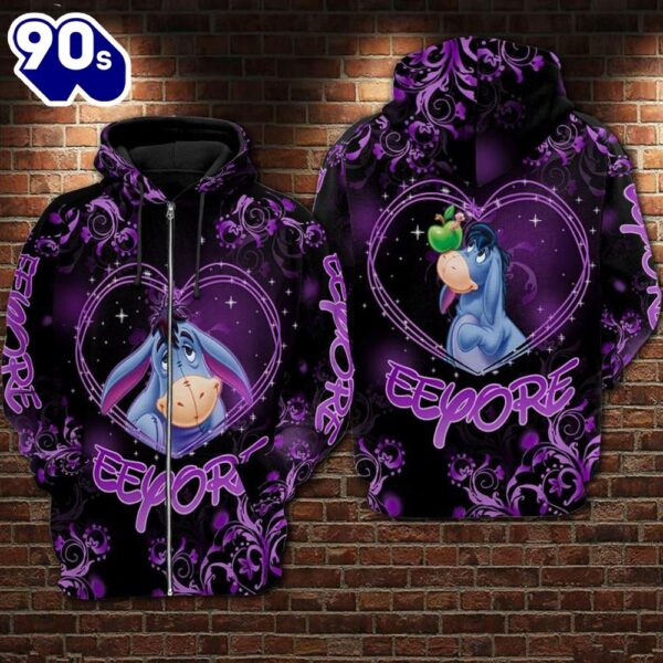 Cartoon Character Eeyore Decor Hoodie All Over Printed 3D Unisex Men Women