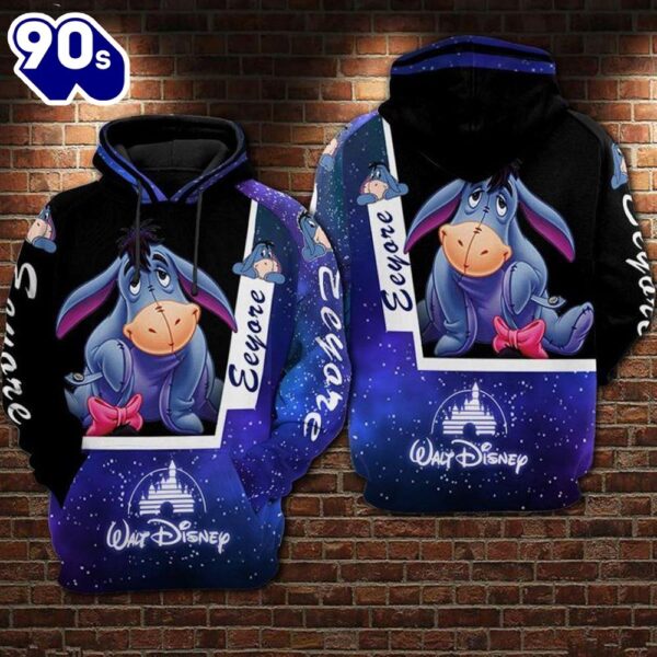 Cartoon Character Eeyore Hiding Hoodie All Over Printed 3D Unisex Men Women