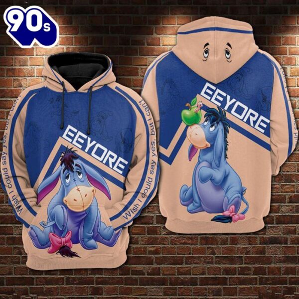 Cartoon Character Eeyore Ziczac Hoodie All Over Printed 3D Unisex Men Women