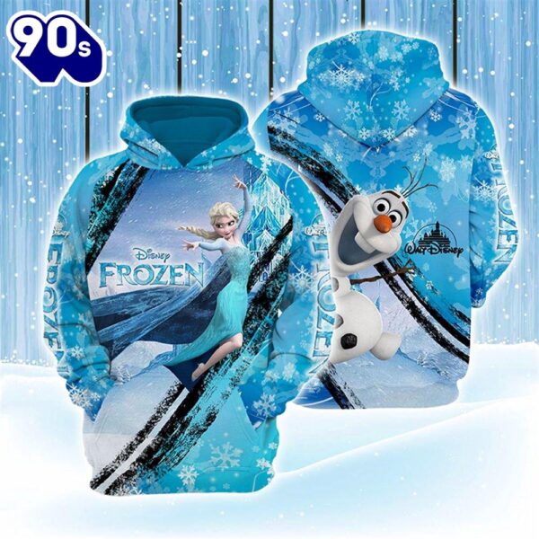 Cartoon Character Line Froxen Olaf Elsa Hoodie All Over Printed 3D Unisex Men Women