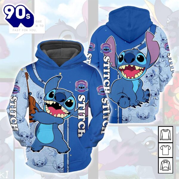 Cartoon Character Love Stitch Pattern Hoodie All Over Printed 3D Unisex Men Women