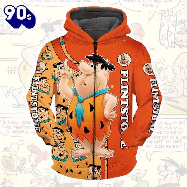 Cartoon Character Love The Flintstones Pattern Hoodie All Over Printed 3D Unisex Men Women