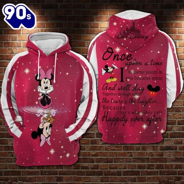 Cartoon Character Minnie Became Yours Valentine Hoodie All Over Printed 3D Unisex Men Women