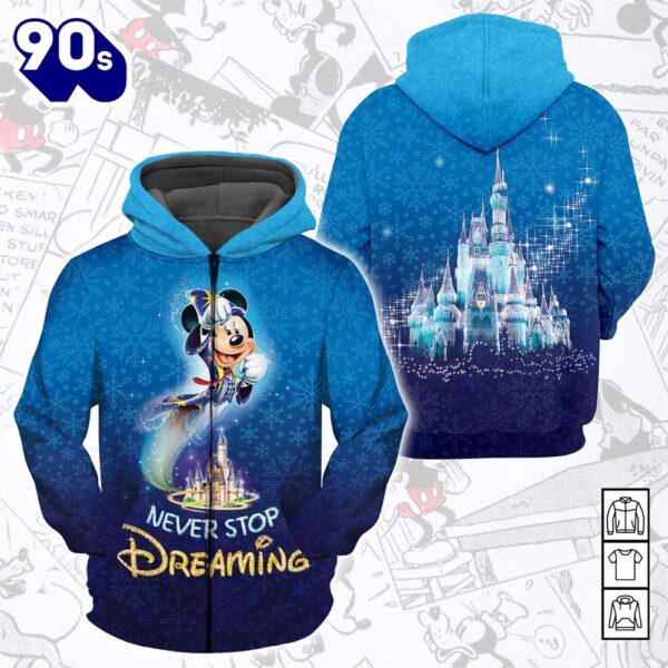 Cartoon Character Never Stop Dreaming All Over Printed Hoodie 3D Unisex Men Women