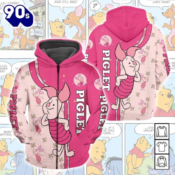 Cartoon Character Piglet Love Hoodie Dress All Over Printed 3D Unisex Men Women