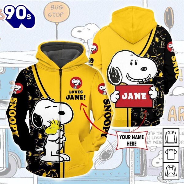 Cartoon Character Snoopy Loves You Hoodie Sweater Tshirt Hoodie All Over Printed 3D Unisex Men Women