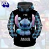 Cartoon Character Stitch Aholic Gingham Hoodie All Over Printed 3D Personalized Custom Name Unisex Men Women