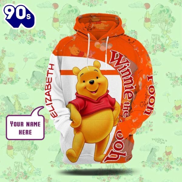 Cartoon Character Winnie The Pooh Hooded Hoodie All Over Printed 3D Personalized Custom Name Unisex Men Women