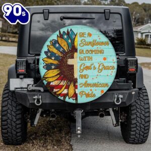 Cartoon Sunflower Artwork Tire Cover…