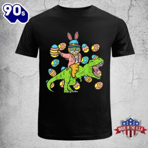 Cat Easter Bunny Riding Dino Trex Egg Hunt Dinosaur Boys Kid, Funny Easter Shirt