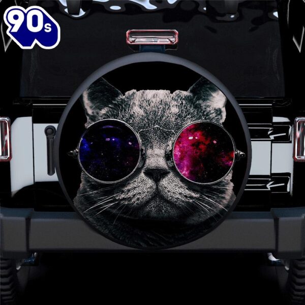 Cat Glasses Space Abstract Car Spare Tire Covers Gift For Campers