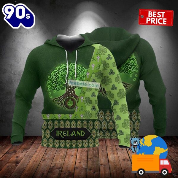 Celtic Tree Of Life St Patrick Day Green 3D Hoodie For Men 2025