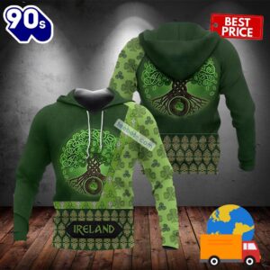 Celtic Tree Of Life St Patrick Day Green 3D Hoodie For Men 2025