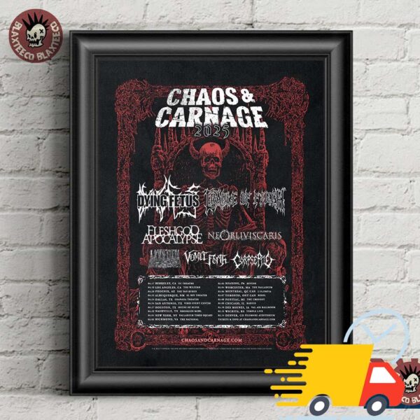 Chaos And Carnage Tour 2025 Poster With Lineup And Tour Dates Canvas