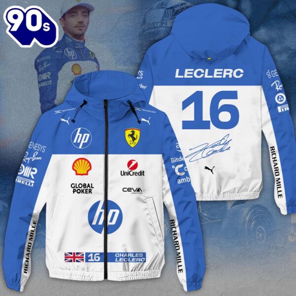 Charles Leclerc x Scuderia Ferrari 3D Windbreaker Jacket For Man And Women
