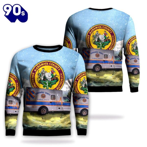 Charleston, West Virginia, Kanawha County Emergency Ambulance Authority Christmas Aop Ugly Sweater