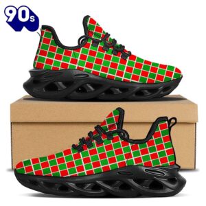 Checkered Merry Christmas Print Pattern Black Max Soul Shoes