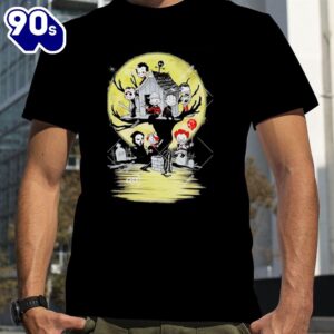 Chibi Horror Movies Characters Chibi On Tree House Halloween 2024 Shirts