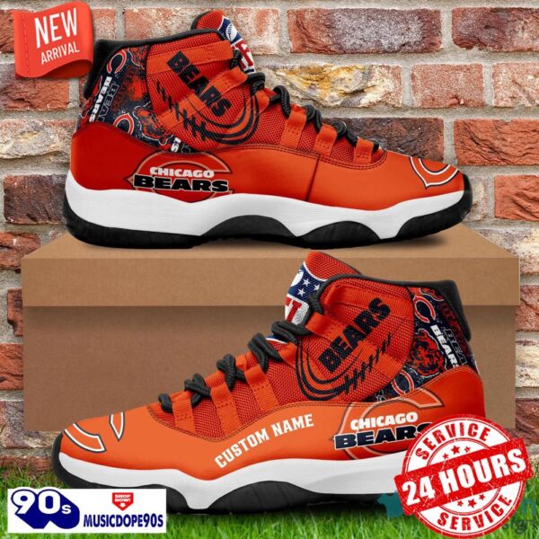 Chicago Bears Custom Name NFL Air Jordan 11 Shoes Men And Women Sneakers