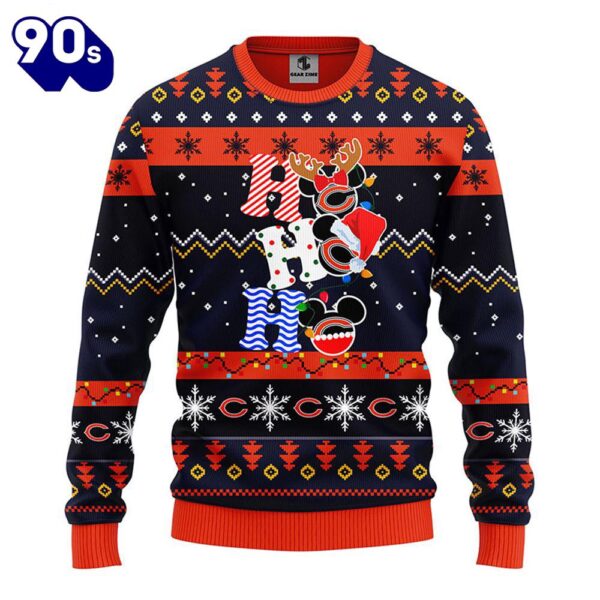 Chicago Bears HoHoHo NFL Mickey Christmas Ugly Sweater  Gift Christmas