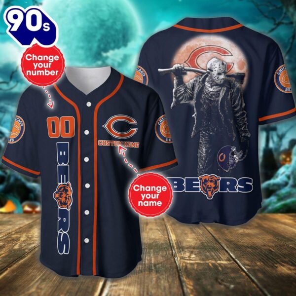 Chicago Bears Horror Movie Personalized Baseball Jersey