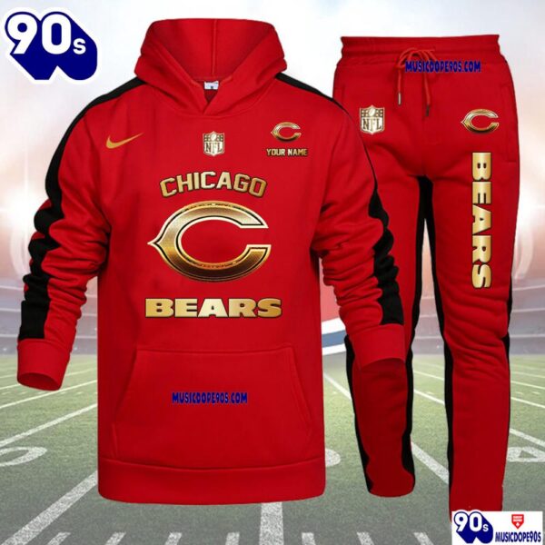 Chicago Bears NFL 32 Teams Personlized Golden Logo Hoodie Set