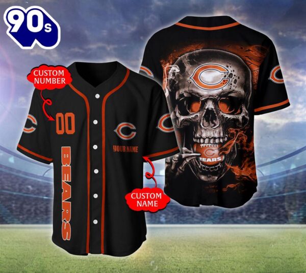 Chicago Bears NFL Skull Logo Personalized Baseball Jersey