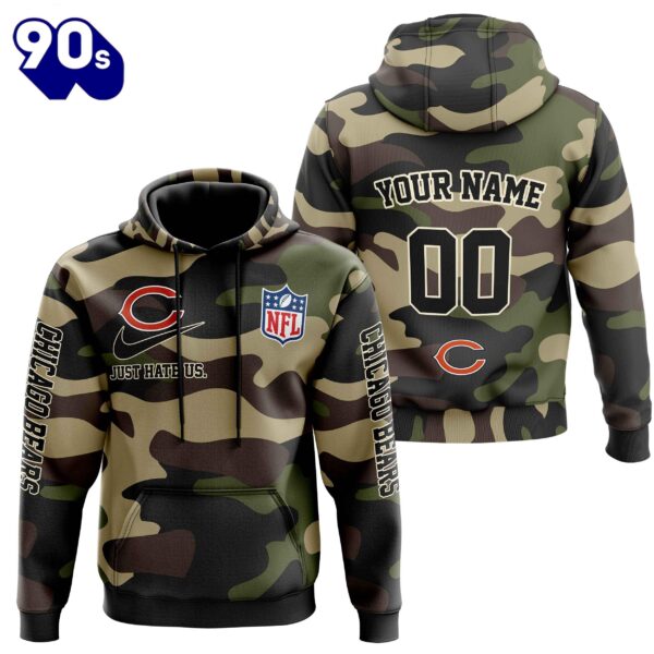 Chicago Bears Personalized Hoodie-Zip Hoodie Camo Style