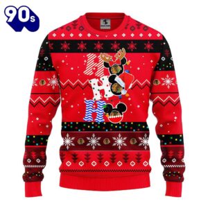 Chicago Blackhawks Hohoho Mickey Christmas Ugly Sweater